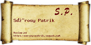 Sárosy Patrik névjegykártya